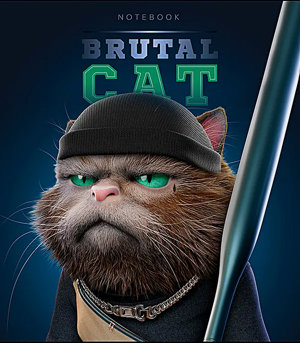 Тетрадь общая ПЗБМ Свобода мысли/Брутальные коты скрепка в клетку 48л в ассортименте - фото 5