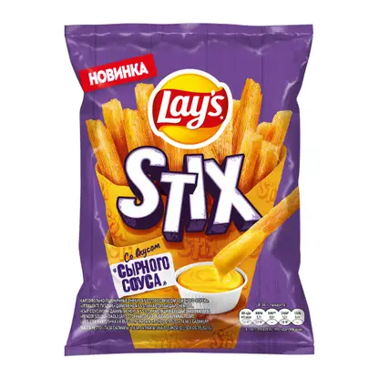 Изображение товара Чипсы Lays Stix Картофельная соломка Сырный Соус 50г - вкусный перекус с сырым вкусом