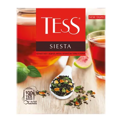 Изображение товара Чай черный Tess Siesta цедра-мята аромат гуава-лайм 100пак