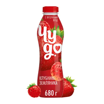 Изображение товара Йогурт питьевой Чудо клубника земляника 1.9% 680г