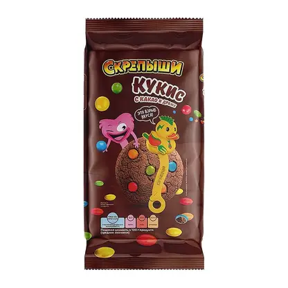 Изображение товара Печенье Кукис с какао и драже Скрепыши 180г