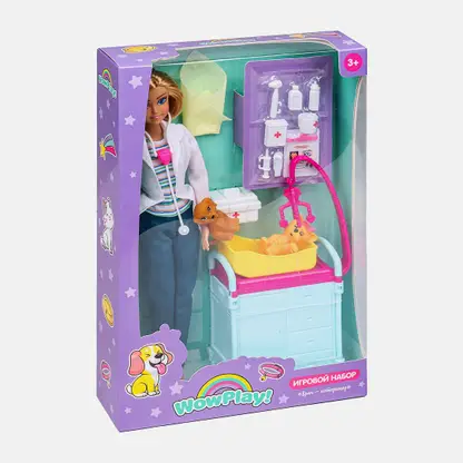 Игровой набор Кукла врач Ветеринар с аксессуарами 260г 21*6*32см