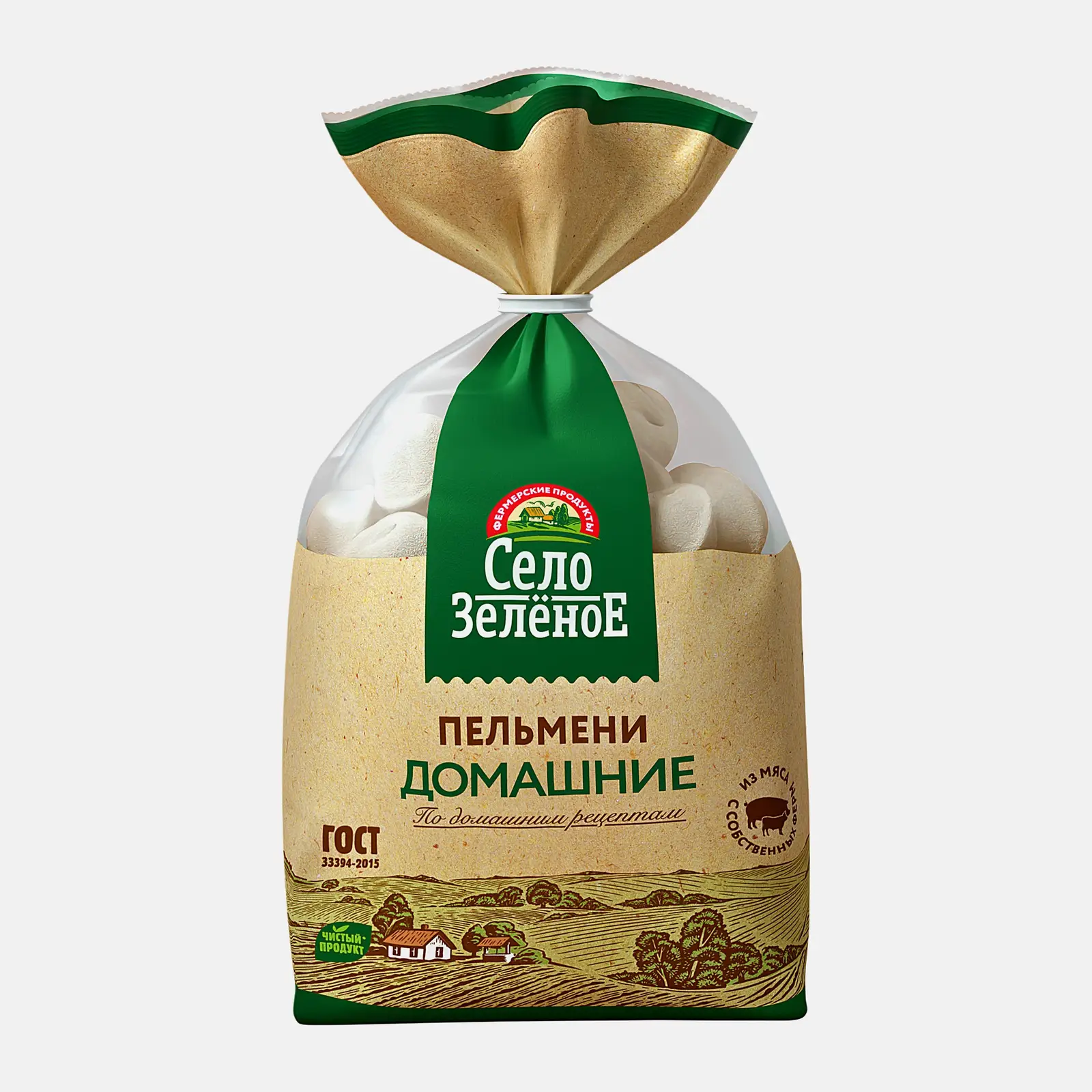 Изображение товара Пельмени Домашние с говядиной и свининой Село Зеленое 700г
