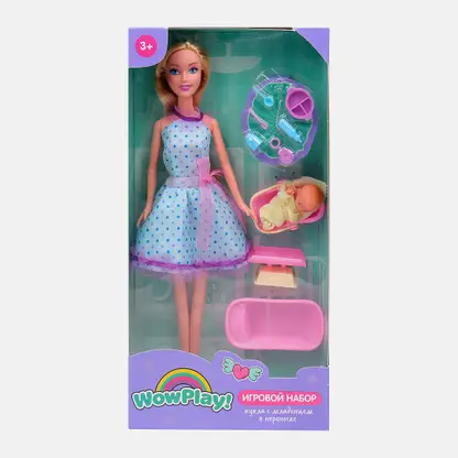 Кукла мама с младенцем в переноске с аксессуарами 115002 в ассортименте