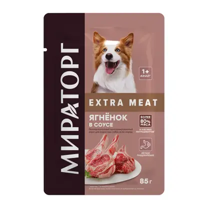 Изображение товара Влажный корм для взрослых собак Мираторг Extra Meat ягненок в соусе 85г