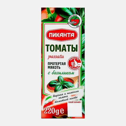 Протертая мякоть томатов с базиликом Пиканта Пассата 220г