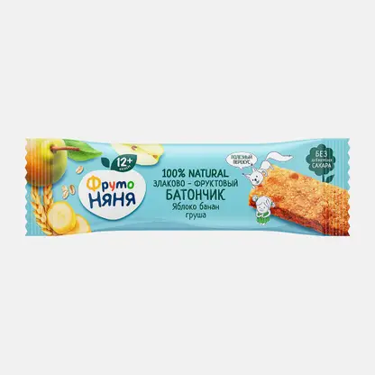 Батончик Фрутоняня Фруктово-злаковый с Яблоком Бананом и Грушей 25г