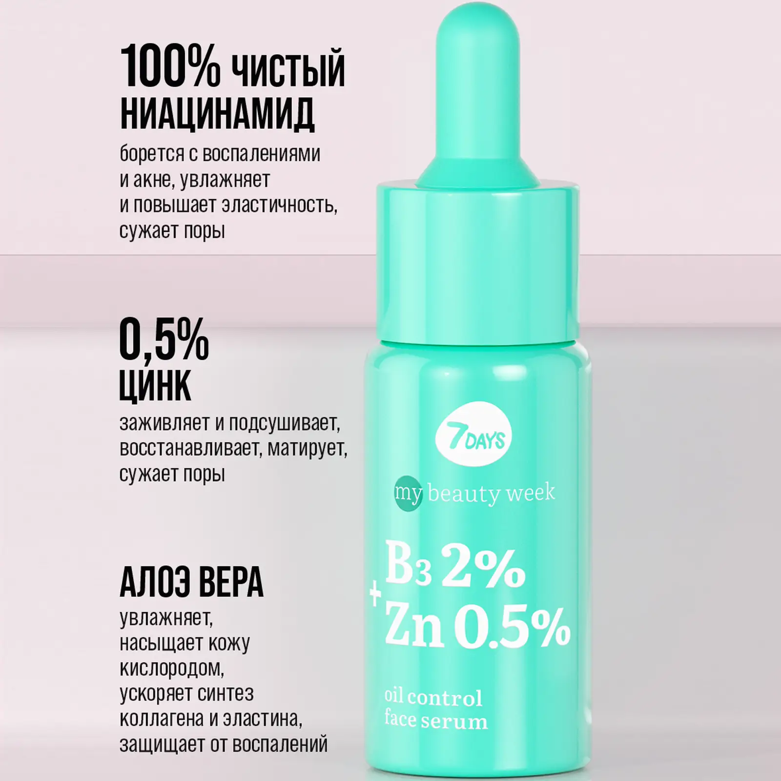 Сыворотка для лица 7 Days My Beauty Week Себорегуляция B3 2%+ZN 0.5% 20мл
