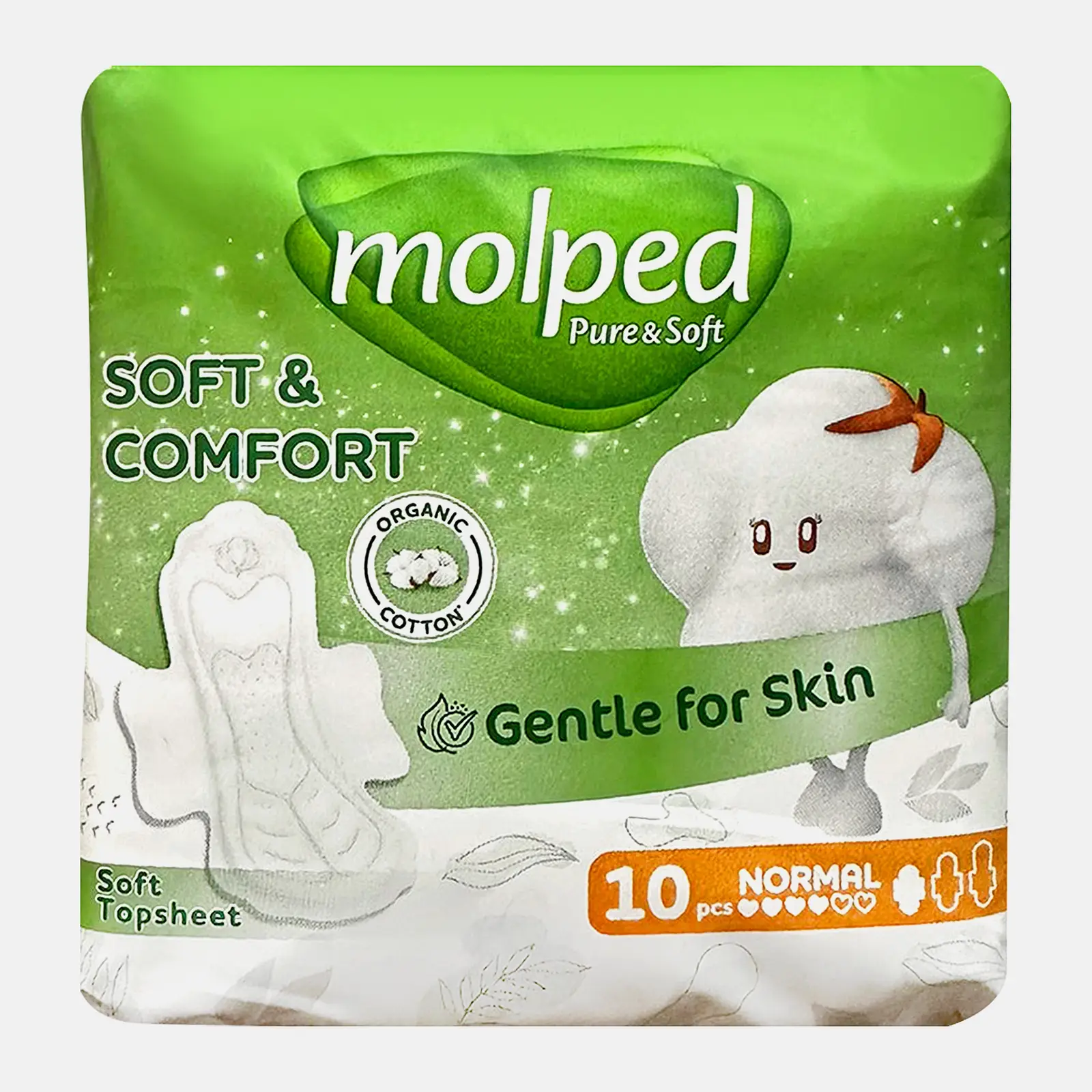 Прокладки Molped Pure&Soft Нормал c мягкой поверхностью 10шт Прокладки Molped Pure&Soft Нормал c мягкой поверхностью 10шт