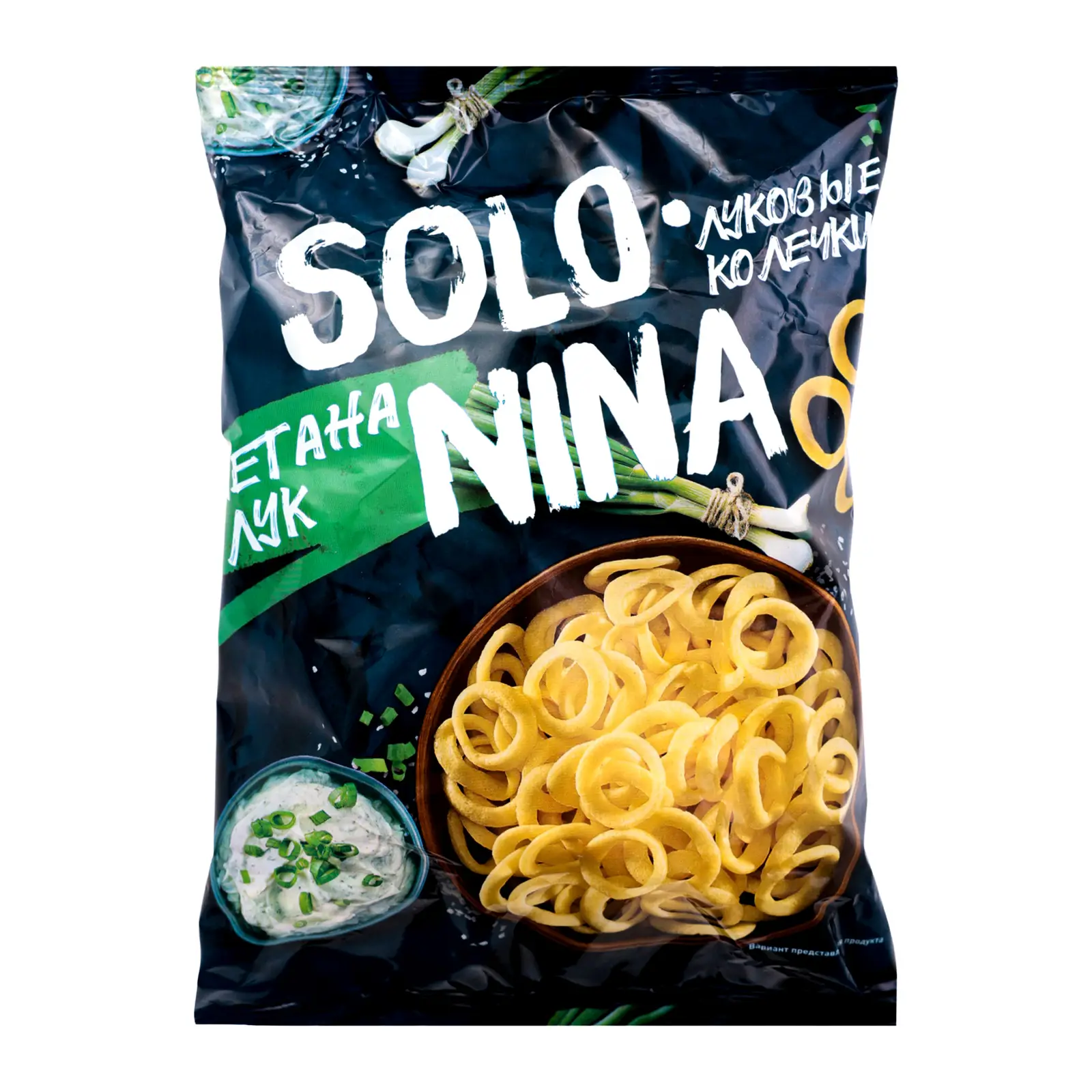 Изображение товара Луковые кольца Solo Nina со вкусом сметана и лук 90г хрустящие снеки
