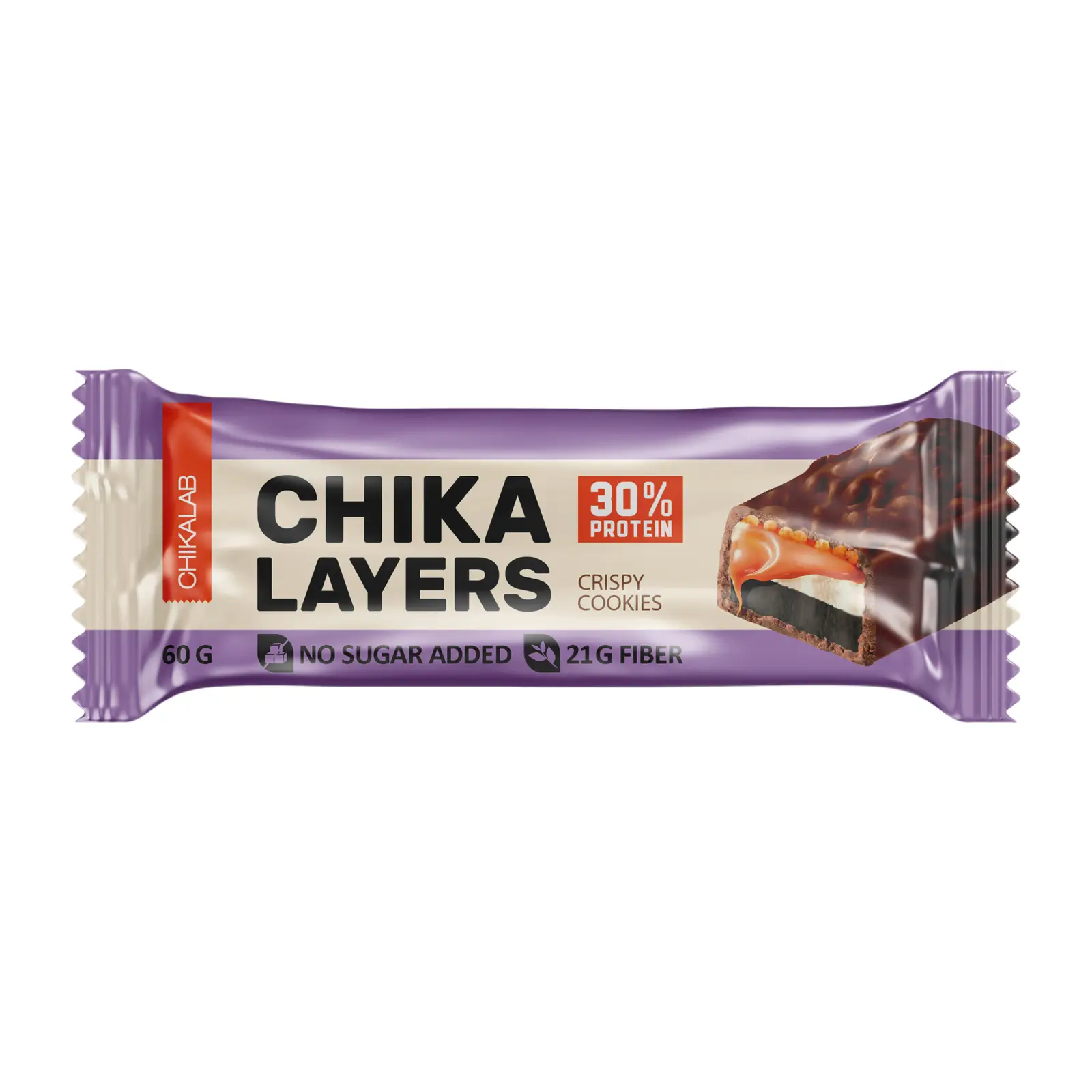 Изображение товара Батончик Chikalab глазированный со вкусом хрустящего печенья и двойным шоколадом 60г