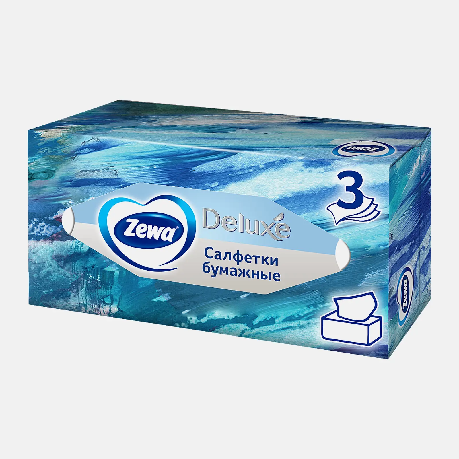 Салфетки бумажные Zewa Deluxe Design 3 слоя 90шт в ассортименте