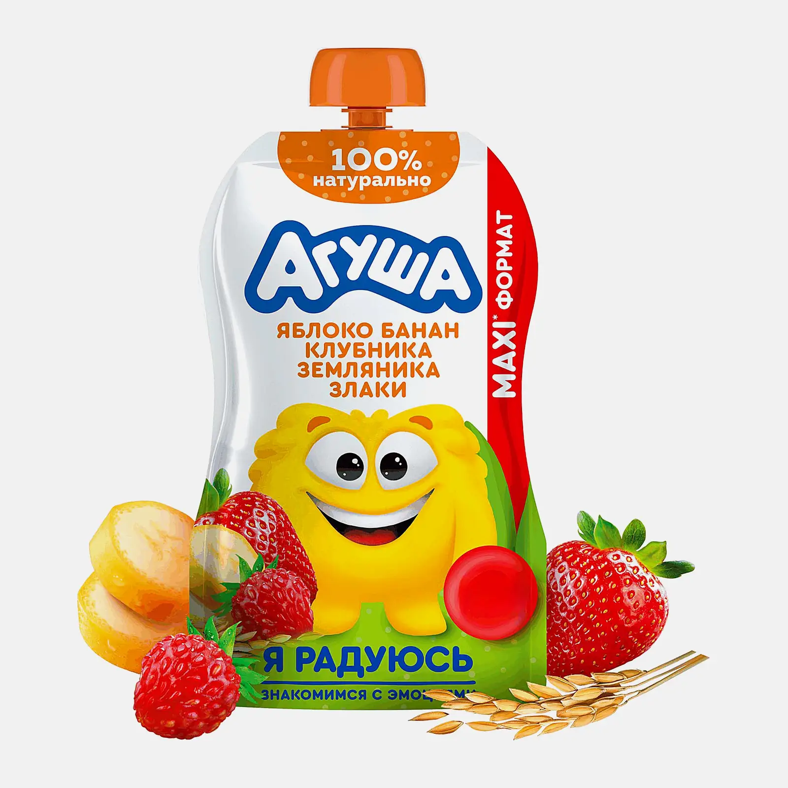 Изображение товара Пюре Агуша с яблоком, бананом и ягодами 160г для детей от 6 месяцев