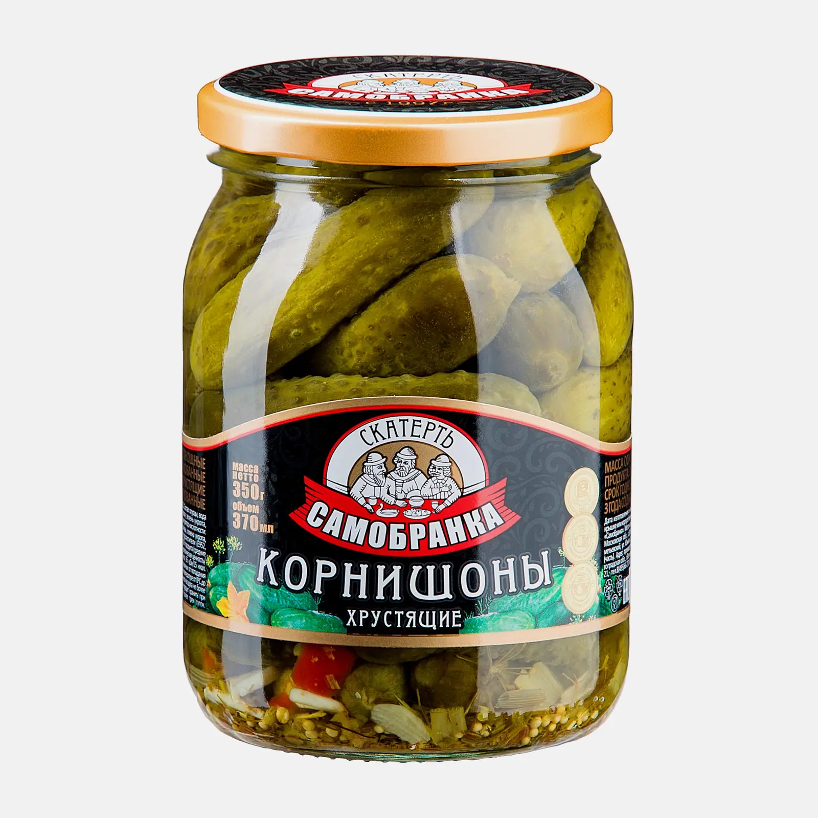 Изображение товара Корнишоны маринованные 350г Скатерть-Самобранка хрустящие и ароматные