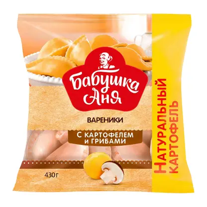 Изображение товара Вареники Бабушка Аня с картофелем и грибами 430г
