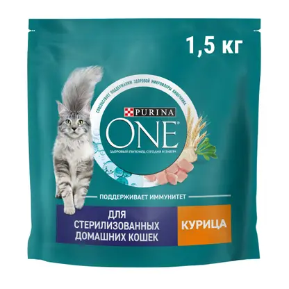 Изображение товара Сухой корм для кошек Purina ONE с курицей и цельными злаками 1.5кг