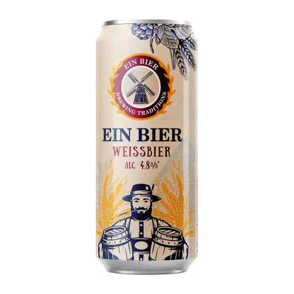 Пиво Ein Bier пшеничное светлое нефильтрованное 4.8% 450мл
