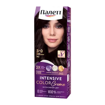 Изображение товара Стойкая крем-краска для волос Палетт Интенсивный цвет 3-0 (N2) Тёмно-каштановый