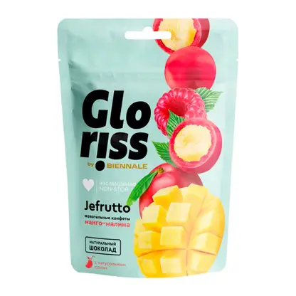 Изображение товара Конфеты жевательные манго-малина в шоколаде Gloriss Jefrutto 75г