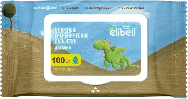 Салфетки Elibell влажные детские 100шт в ассортименте
