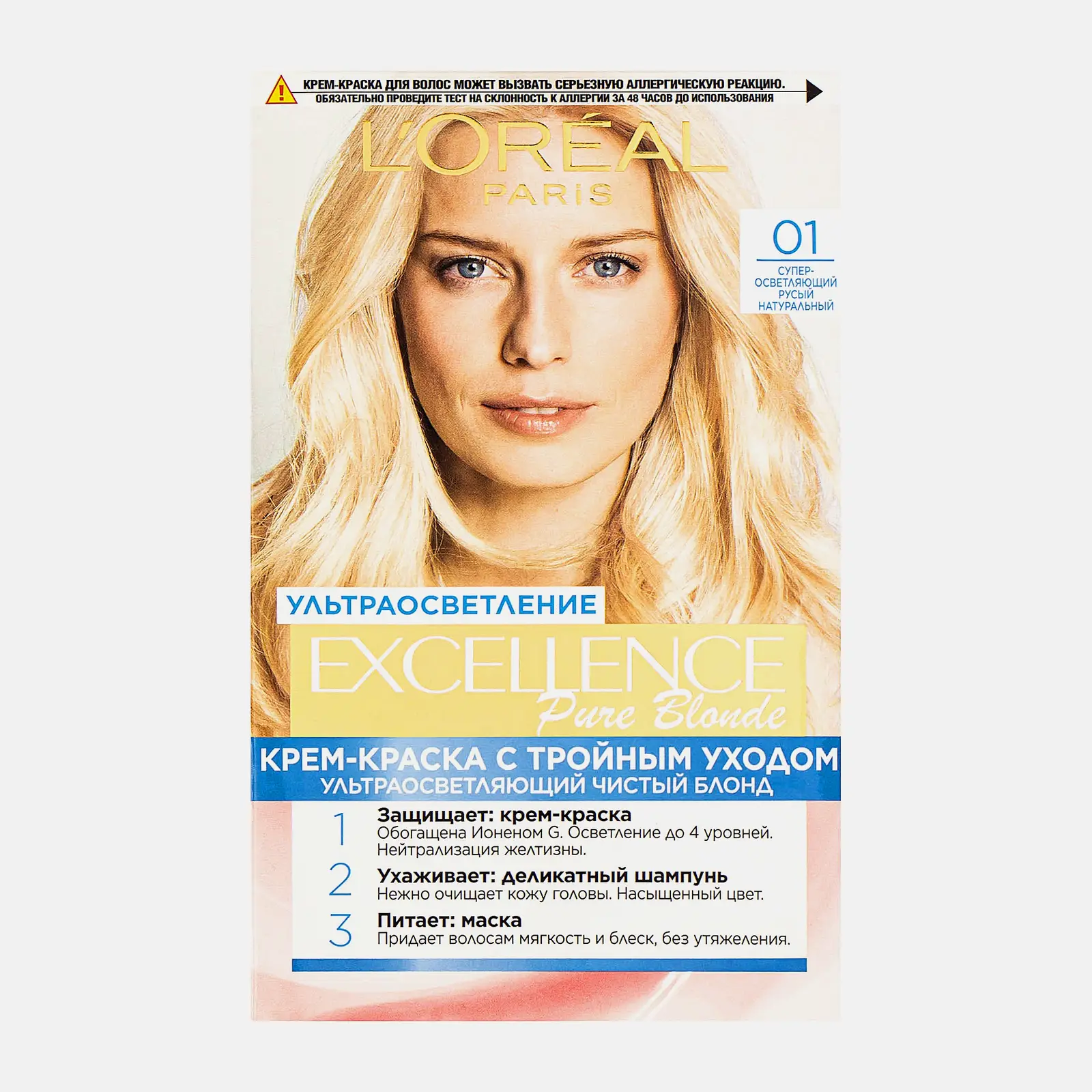 Стойкая крем-краска для волос L’Oréal Paris Excellence оттенок 01 Суперосветляющий русый натуральный