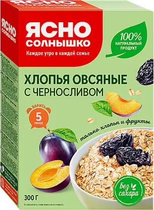 Хлопья Ясно Солнышко овсяные с черносливом 300г
