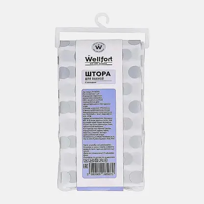 Шторка для ванной без колец Wellfort 178*183см