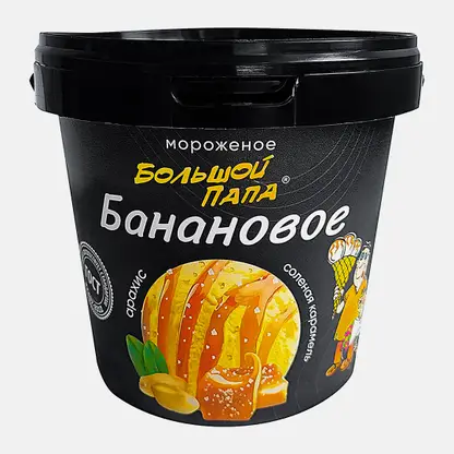 Мороженое Большой папа сливочное банан с арахисом и соленой карамелью 480г