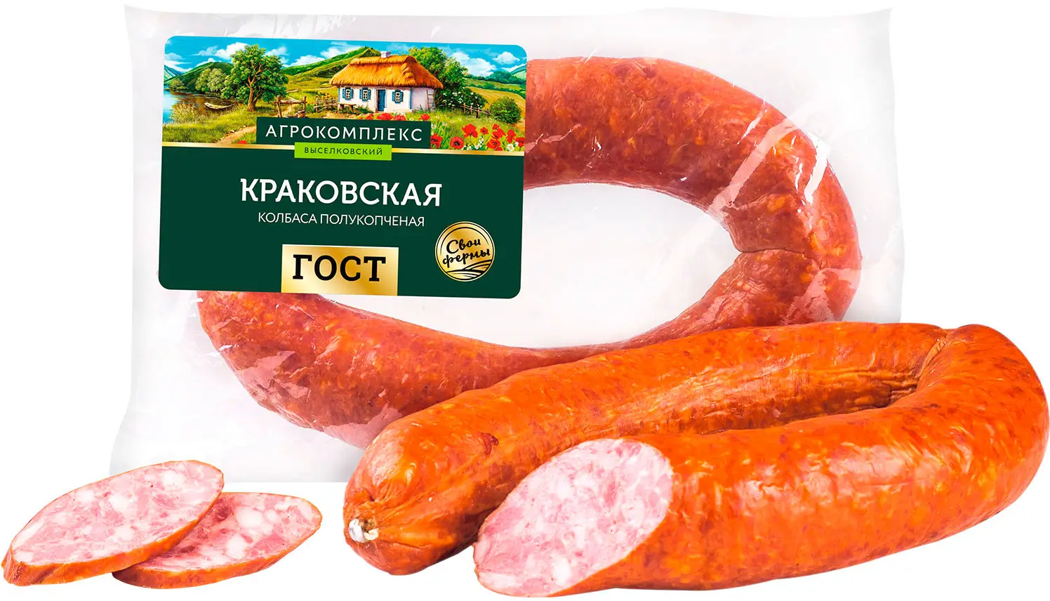 Колбаса Агрокомплекс Краковская полукопченая - Магнит-Продукты