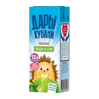 Изображение товара Вода детская с соком из яблок Дары Кубани 200мл