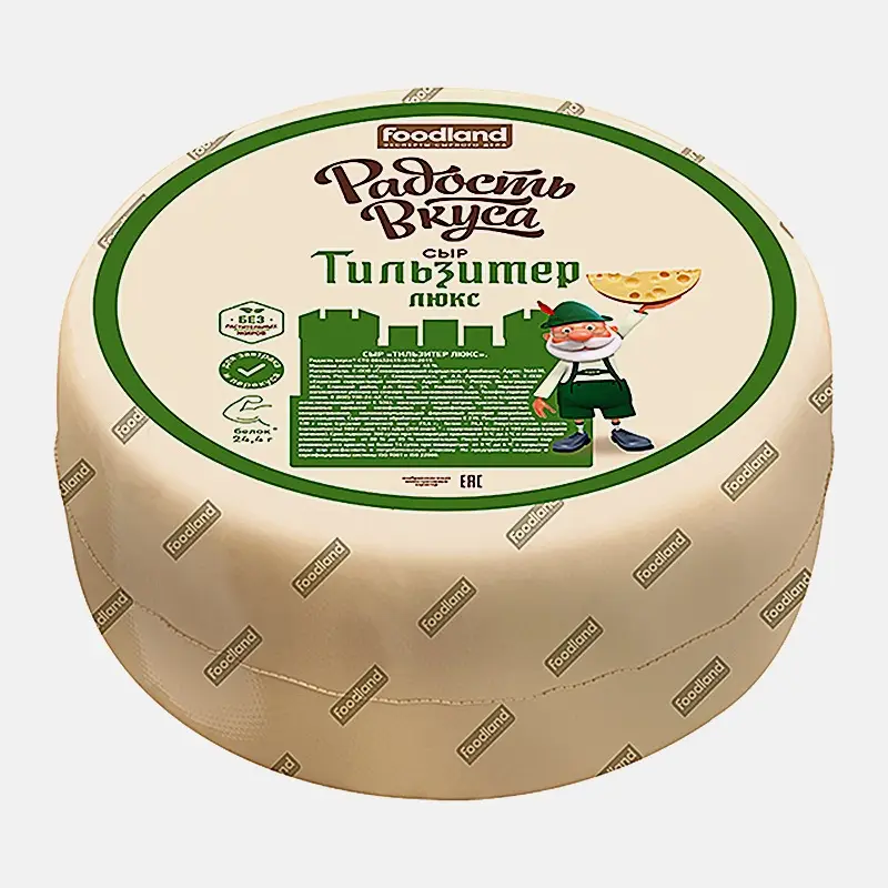 Сыр Тильзитер люкс Радость вкуса 40% весовой Сыр Тильзитер люкс Радость вкуса 40% весовой