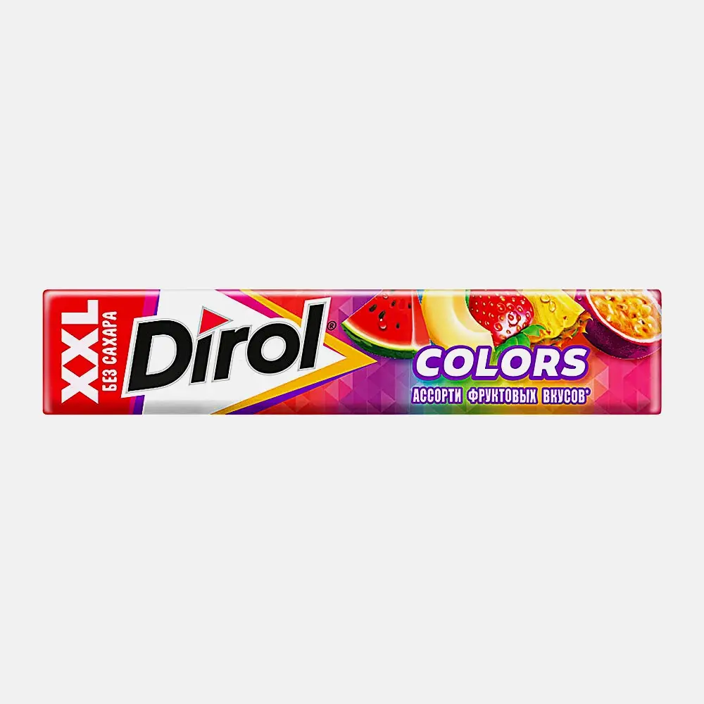 Изображение товара Жевательная резинка Dirol Colors XXL ассорти фруктовых вкусов 19г