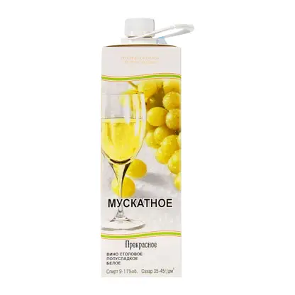Вино Прохлада Мускатное Прекрасное белое полусладкое 12% 1л