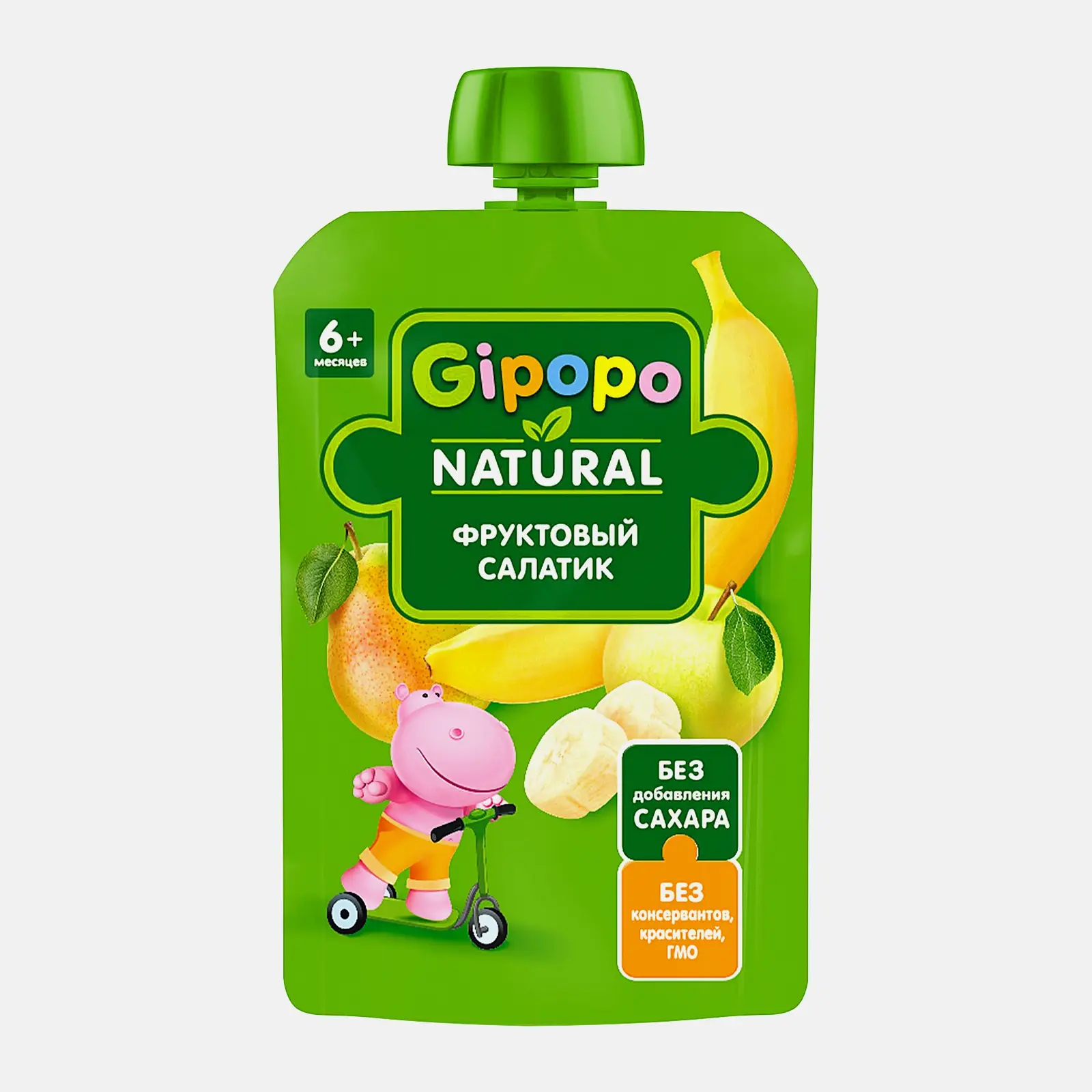 Изображение товара Детское фруктовое пюре Gipopo Яблоко-груша-банан с 4 месяцев 90г