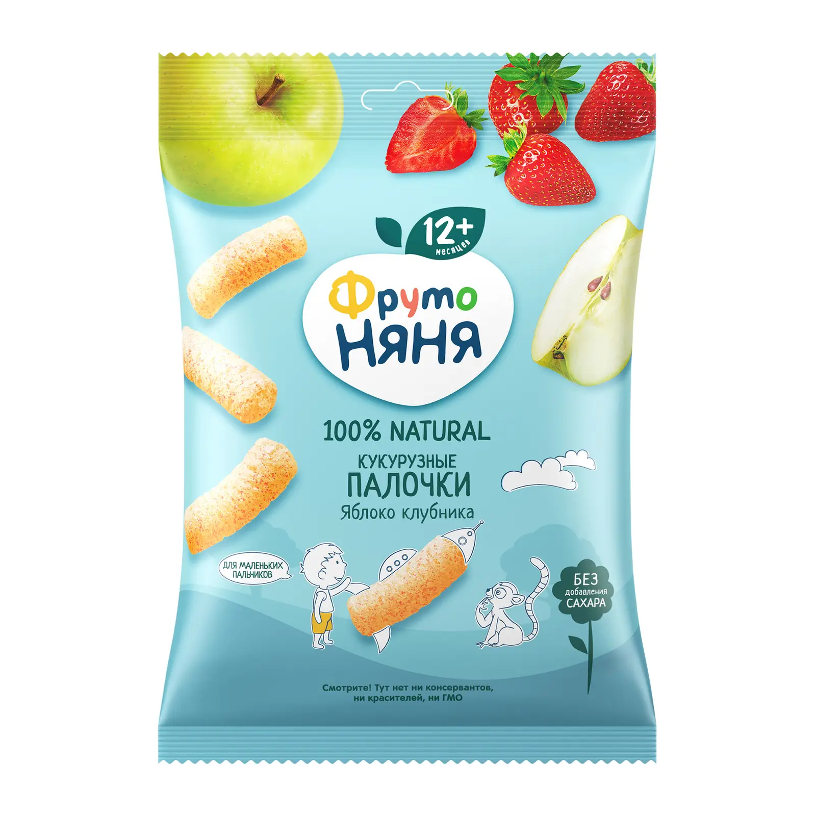 Изображение товара Кукурузные палочки Фрутоняня яблоко-клубника 20г для детей от 12 месяцев