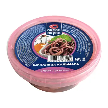 Изображение товара Щупальца кальмара Океан Вкуса в масле с пряностями 300г