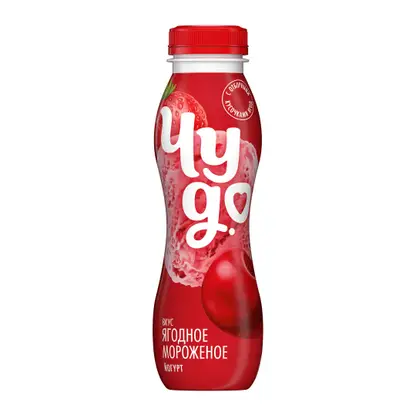 Изображение товара Питьевой йогурт Чудо ягодное мороженое 1.9% 260г напиток для всей семьи