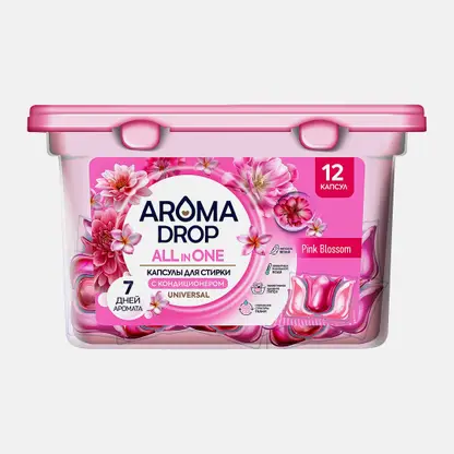 Капсулы для стирки с кондиционером All in One Pink Blossom Arome Drop 12шт