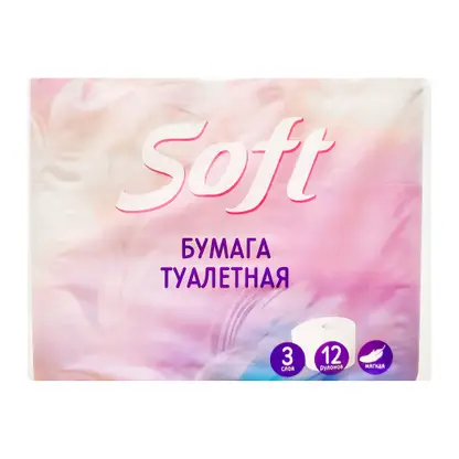 Изображение товара Туалетная бумага Soft 3 слоя 12 рулонов