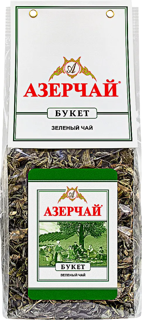 Изображение товара Зеленый чай Азерчай букет крупнолистовой 200 г натуральный аромат свежий вкус