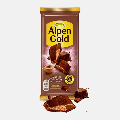 Шоколад Alpen Gold молочный с начинкой со вкусом капучино 80г