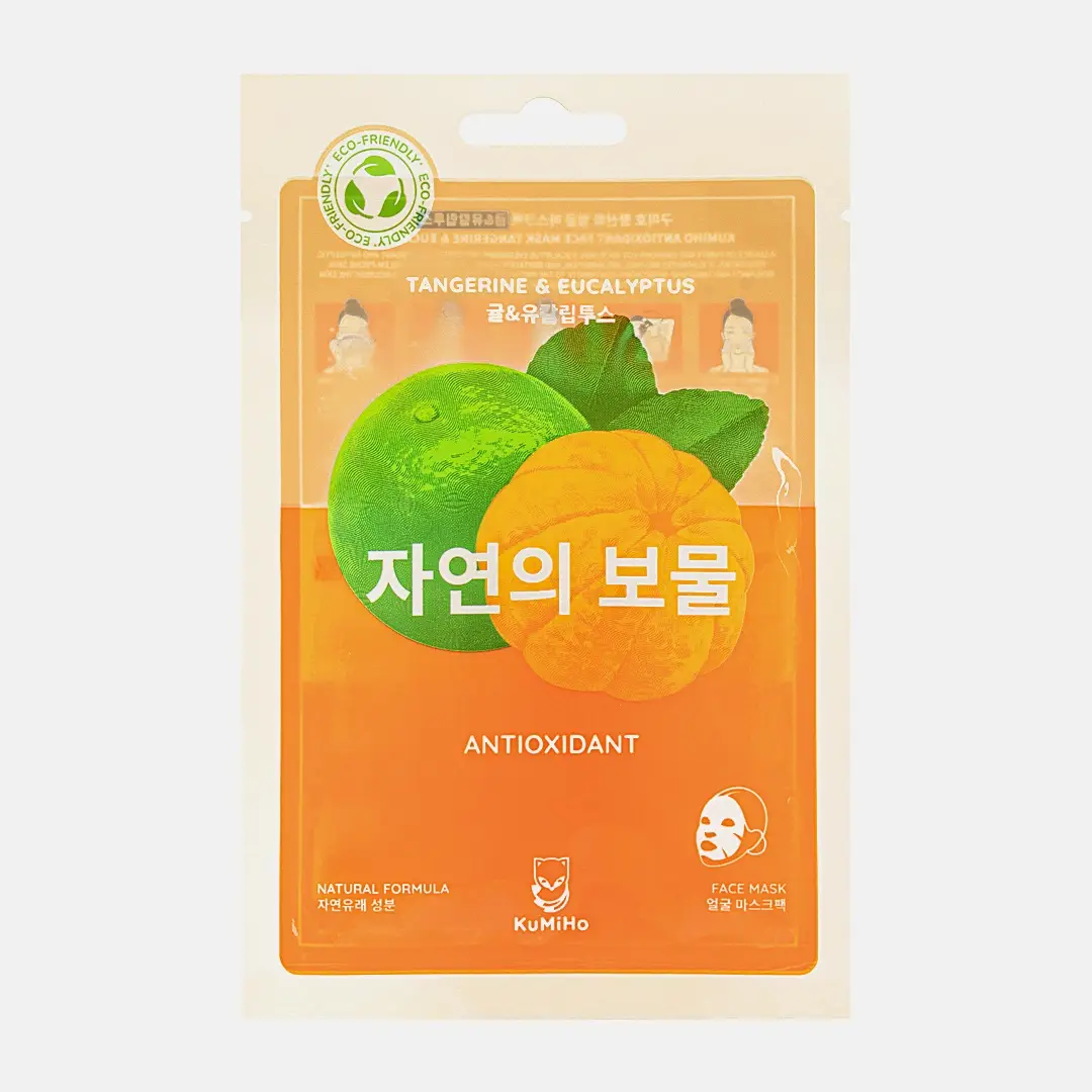 Маска для лица Kumiho тканевая Антиоксидант Мандарин и эвкалипт 1шт