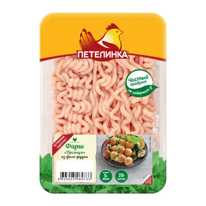 Изображение товара Фарш Премиум из филе грудки цыплёнка-бройлер Петелинка 450г