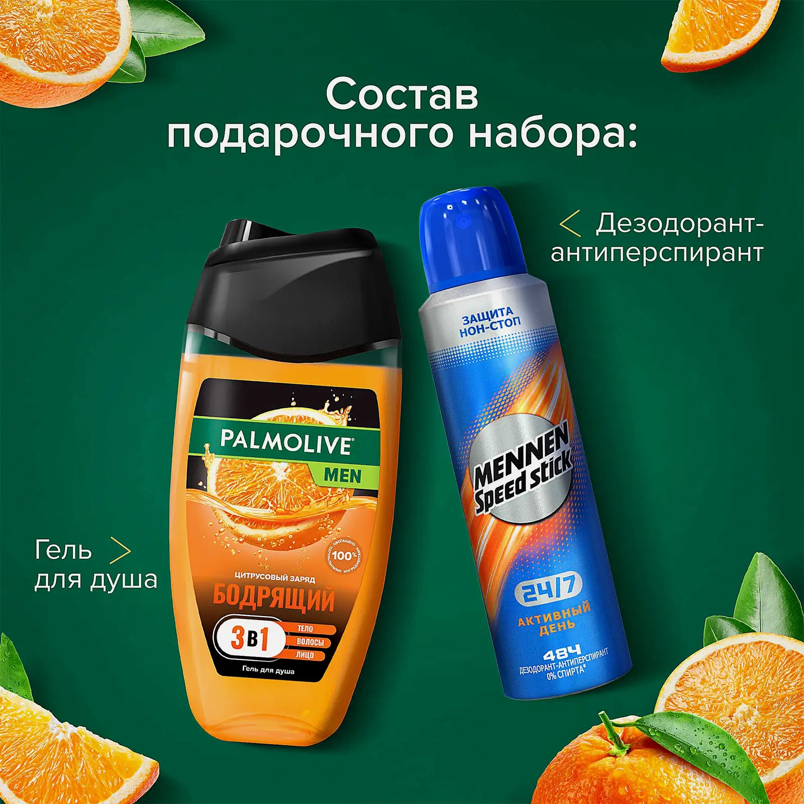 Подарочный набор Гель для душа цитрус 250мл + Дезодорант 150мл Palmolive Men в ассортименте - фото 3