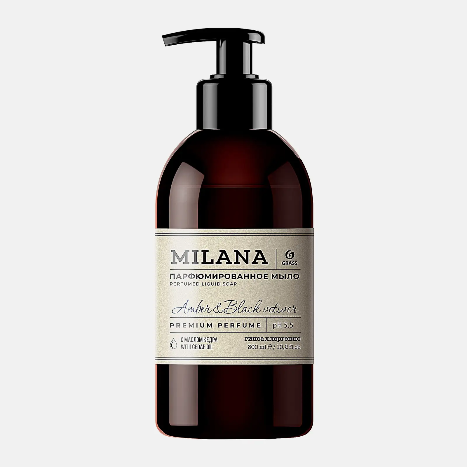 Мыло Milana Amber&Black Vetiver жидкое парфюмированное 300мл Мыло Milana Amber&Black Vetiver жидкое парфюмированное 300мл