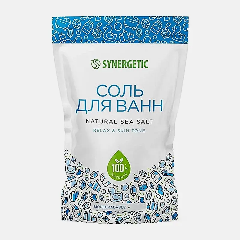 Морская соль для ванн Бархатистая кожа Synergetic 1кг Морская соль для ванн Бархатистая кожа Synergetic 1кг