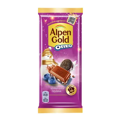 Изображение товара Шоколад Alpen Gold Oreo молочный Черничная поляна 85г