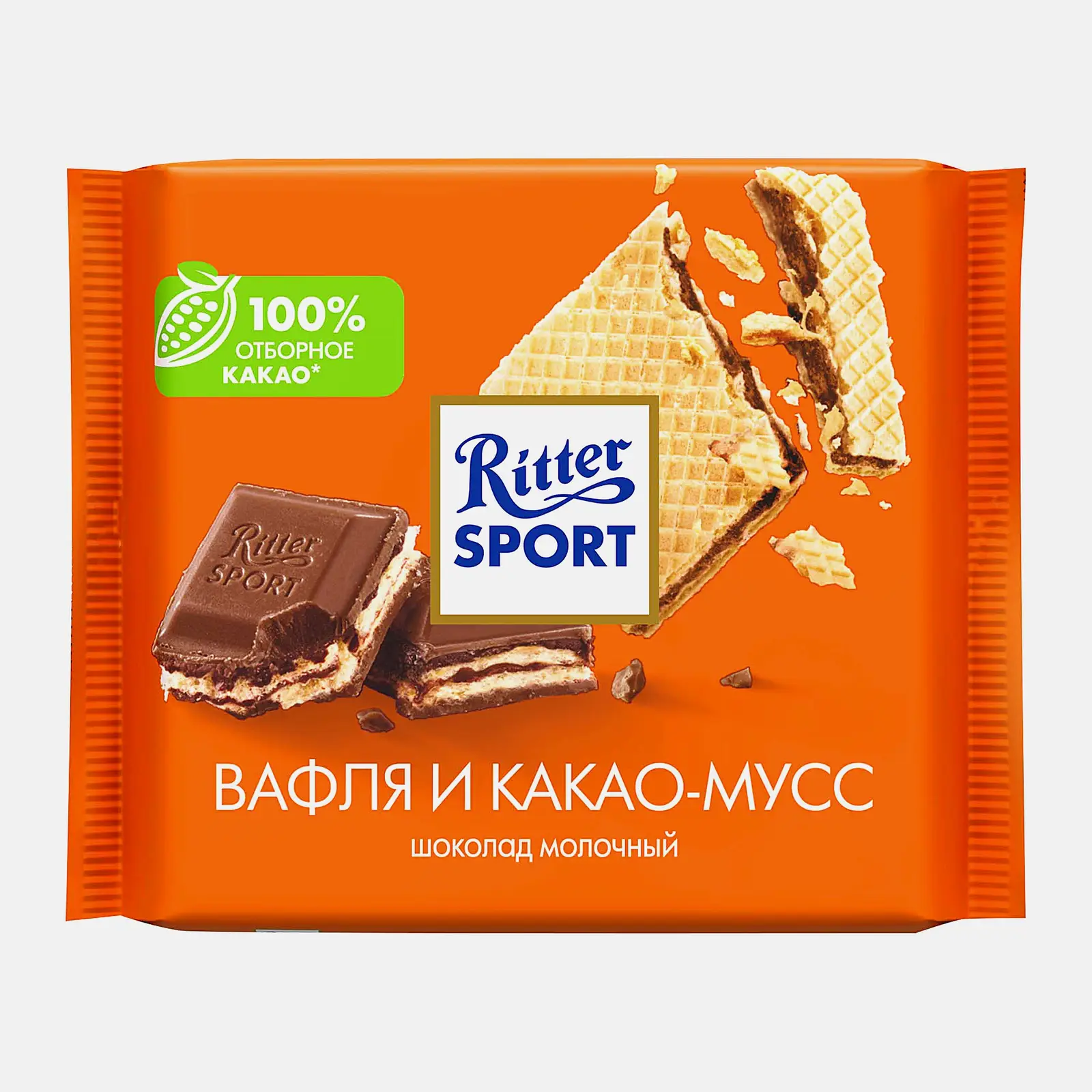Шоколад молочный вафли какао-мусс Ritter Sport 100г
