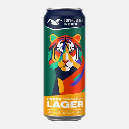 Пиво Горьковская пивоварня Хоппи Лагер светлое пастеризованное 5% 450мл