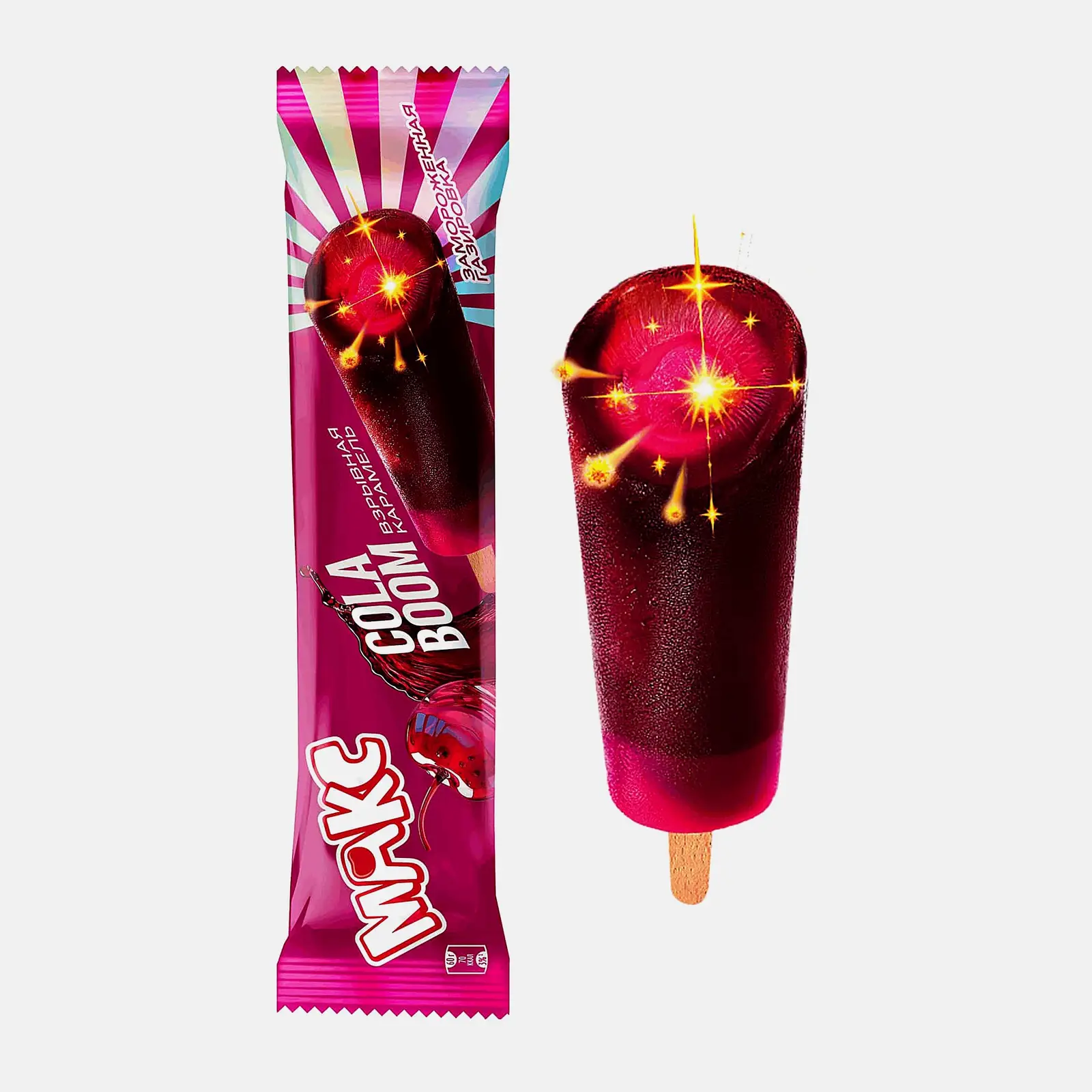 Изображение товара Фруктовый лед Макс Кола-вишня с взрывной карамелью 60г